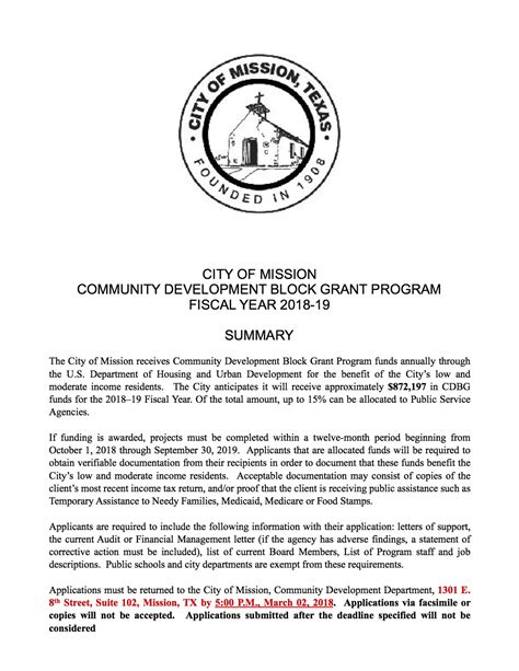 PUBLIC NOTICE The City Of Missions Community Development Block Grant