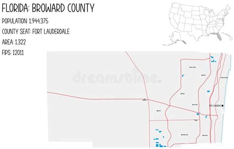 Map Of Broward County In Florida Usa Stock Vector Illustration Of