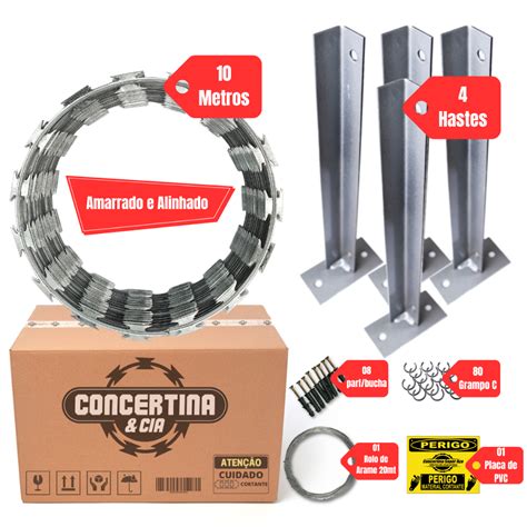 Cerca Concertina Simples Galvalume 30cm Para 10 Metros Kit De