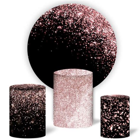 Kit Painel Redondo Capas De Cilindro Glitter Rose Gold Em Promo O Na