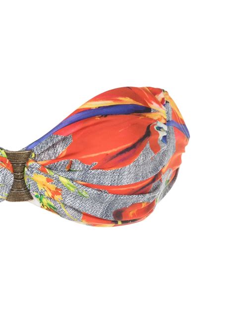 Amir Slama Hibiscus Print Bandeau Bikini Set In Multicolour ModeSens