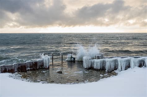 Wallpaper Sea Shore Reflection Snow Winter Ice Cold Morning