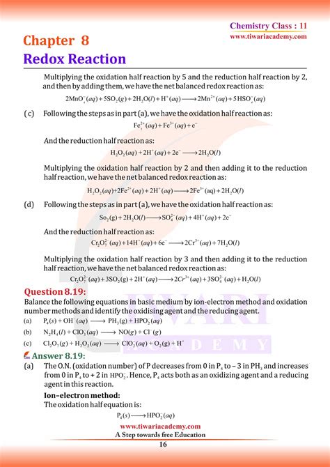 NCERT Solutions For Class 11 Chemistry Chapter 8 Redox Reactions