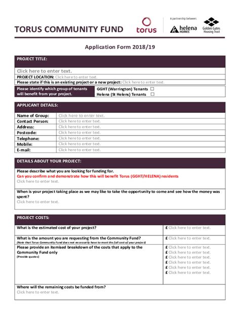 Fillable Online Torus Community Fund Fax Email Print Pdffiller