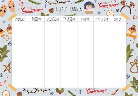 Premium Vector Christmas Weekly Planner Template