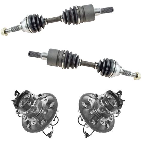 4pc Front Cv Axle Drive Shaft And Front Wheel Hub Bearing Assemblies For