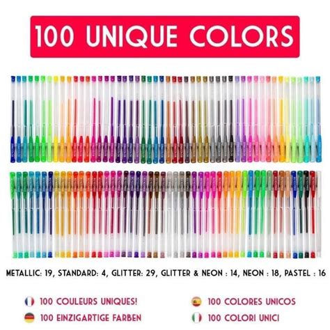 100 Stylos Gel Avec Etui Boîte De Gel Pens Extra Large 100 Stylos