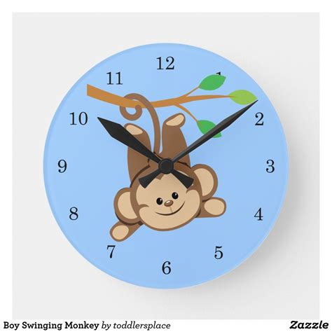 Boy Swinging Monkey Round Clock In 2021 Swinging Monkey