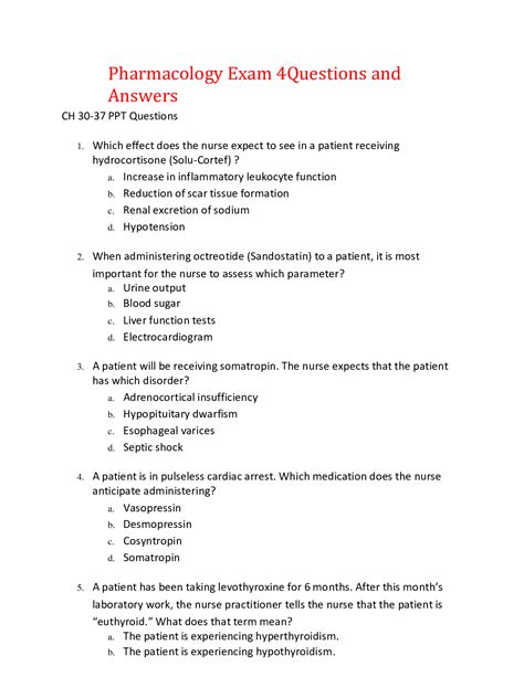 Pharmacology Exam 4Questions And Answers 100 CORRECT Browsegrades