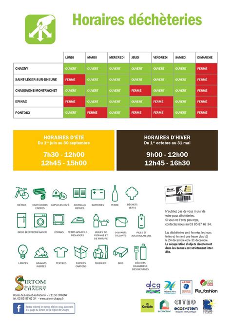 Nouveaux horaires d ouverture de la déchetterie