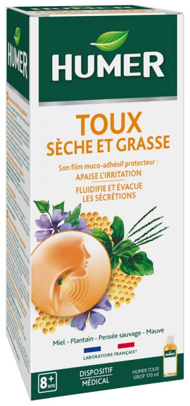 Humer Sirop Toux Miel Plantain Réglisse Soulage la Toux Sèche et