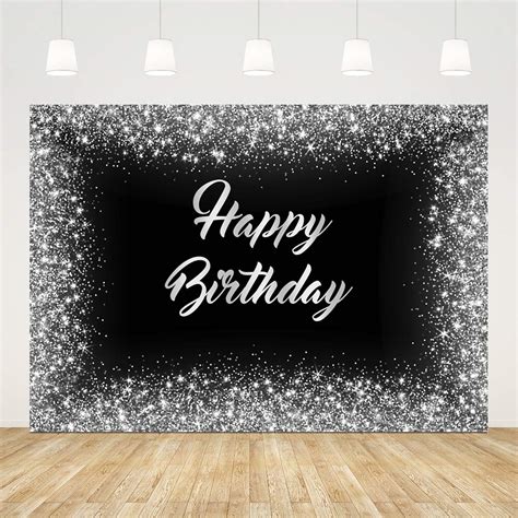 Buy Happy Birthday Backdrop For Adult Party Black And Silver Birthday Background For Photography