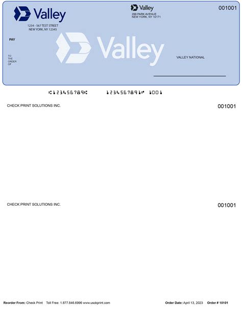 Valley National Bank Checks Order Checks Online Check Print