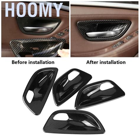 Hoomy Pcs Carbon Fiber Style Abs Interior Door Bowl Cover Trim For Bmw