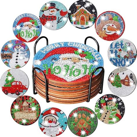 Amazon Remerry Pcs Christmas Diamond Painting Coasters With