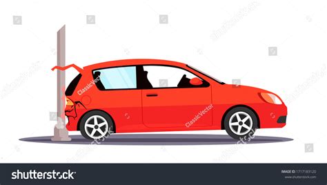 Car Hit Pole Over Royalty Free Licensable Stock Vectors Vector