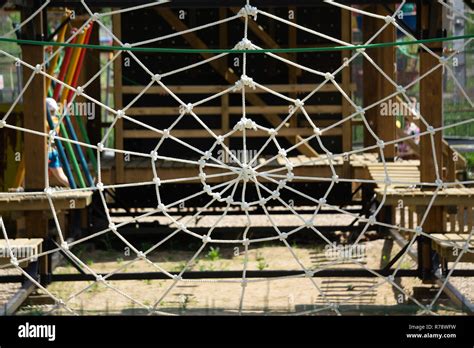 Rope Made Of Spider Web In The Park Stock Photo Alamy