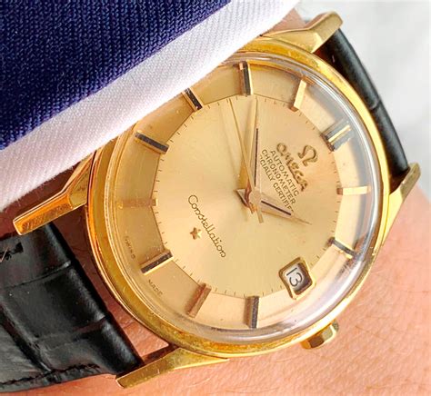 Vintage Omega Constellation 18k Solid Gold Pie Pan Dial Onyx Indices