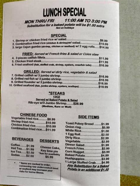 Menu at Bayside Seafood Restaurant, Victoria