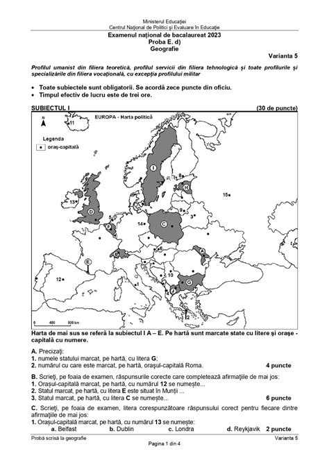 Baremele I Subiectele Pentru Geografie I Economie Bac Edupedu Ro