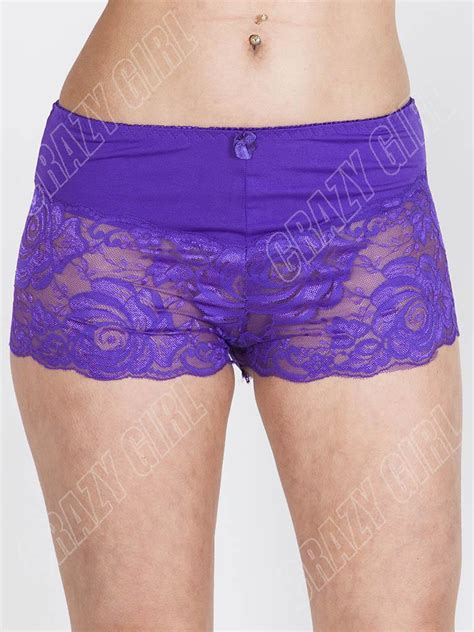 New Womens Ladies Rose French Lace Sexy Boxer Shorts Knickers Underwear Size