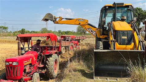 Jcb 3dx Eco Xpert Loading Mud In Mahindra 415 DI Tractor With Swaraj