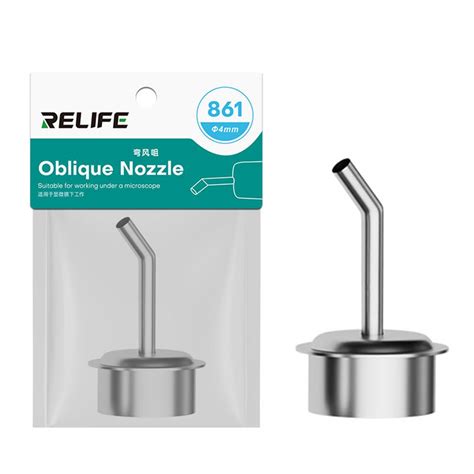 RELIFE 861 Series 4mm 45 Degree Oblique Stainless Steel Curved Hot Air Gun Nozzle AKINFOTOOLS