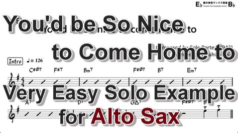 You D Be So Nice To Come Home To Very Easy Solo Example For Alto Sax