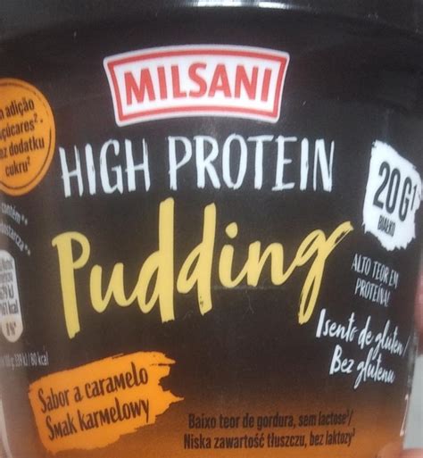 High protein Pudding smak karmelowy Milsani kalorie kJ i wartości