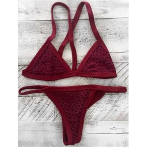 V String Crochet Bikini Set Women S Fashion Clothes On Carousell