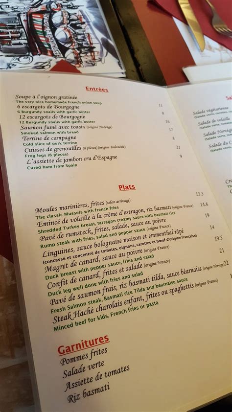 Menu At Le Consulat Restaurant Paris Rue Norvins