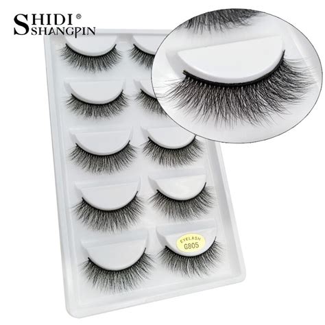 SHIDISHANGPIN 5 Pair Eyelashes Natural Long 3d Mink Eyelashes Hand Made