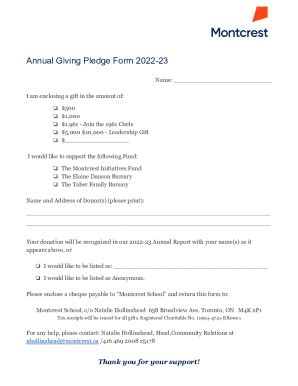 Fillable Online Annual Giving Pledge Form Fax Email Print Pdffiller