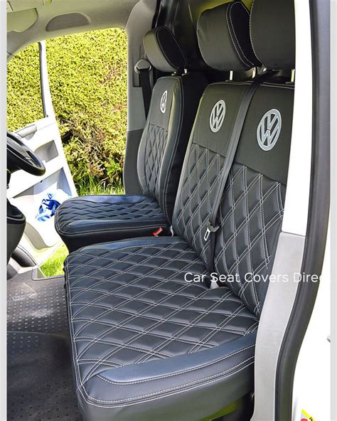 VW Transporter T6 Leatherette Seat Covers Charcoal With Pewter Grey