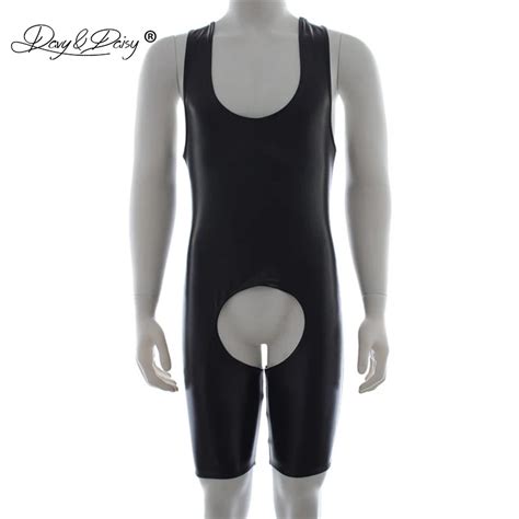 Buy Davydaisy Men Sexy Bodysuits Sexy Sheath Latex Catsuits Open Butt Pu