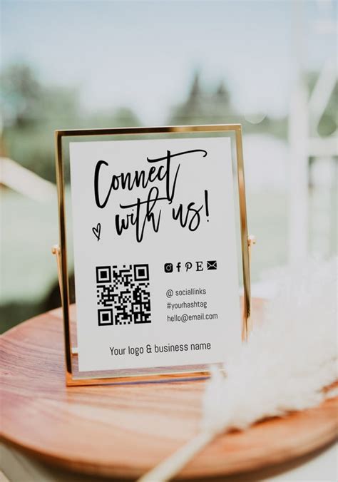 Social Media Sign Template Connect With Us Sign QR Code Etsy