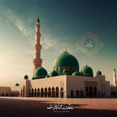 Premium Photo A Green Mosque With A Green Dome On The Top