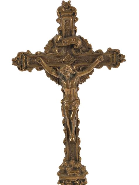 Vintage Brass Standing Crucifix Cross