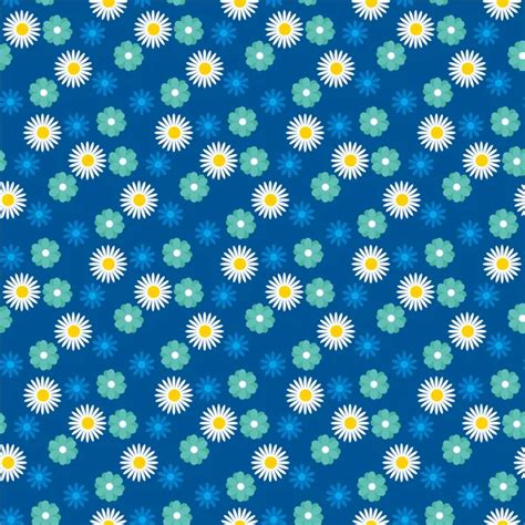 Daisy Cute Seamless Pattern Floral Retro Style Simple Motif Wh