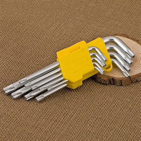 9pcs Six Lobe Torx Hex Allen Key L Type Screwdriver Double End Hex