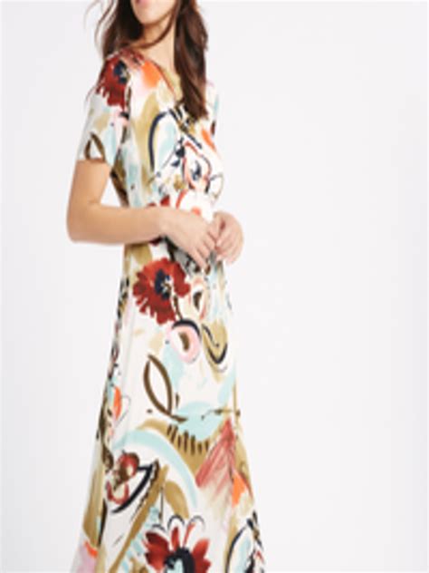 Buy Marks & Spencer Women Multicoloured Printed Midi A Line Dress ...