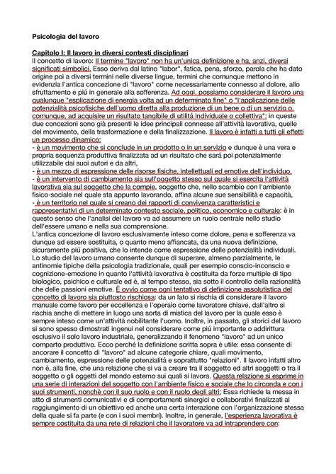 Psicologia Del Lavoro Pdf Psicologia Del Lavoro Capitolo I Il Lavoro