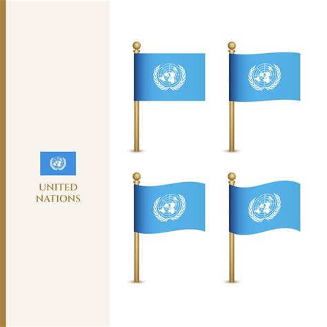 Ondeando banderas de la onu 3d vector ilustración bandera de las