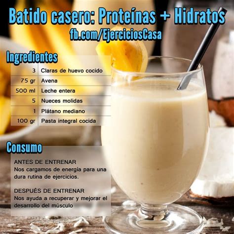 Batido de proteínas y carbohidratos casero Ejercicios En Casa