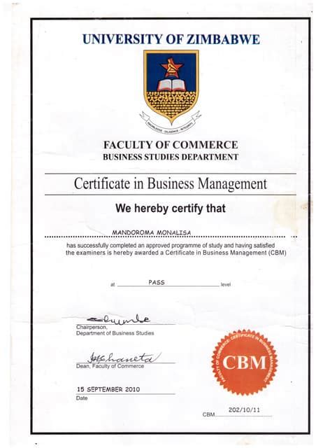 Business Management Certificate