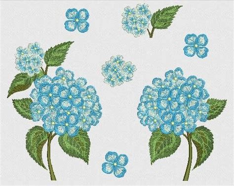 Machine Embroidery Design Hydrangea Flower Set Floral Etsy Machine