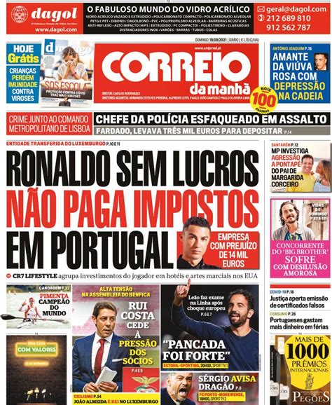 Capa Correio da Manhã 19 setembro 2021 capasjornais pt