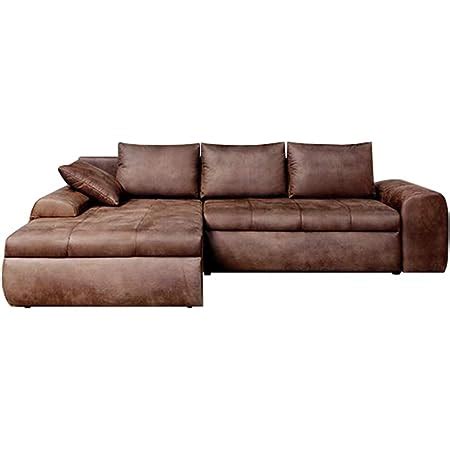 Lifestyle4living Ecksofa Mit Schlaffunktion Und Bettkasten In Braun