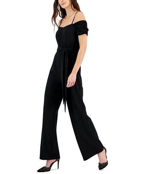 Tahari Asl Womens Off The Shoulder Wide Leg Crepe Jumpsuit Macys