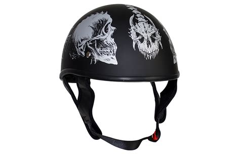 Flat Black DOT Helmet with Grey Horned Skeletons – Hasbro Leather | Top Quality Bikers Leather ...